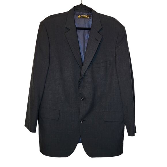 Brooks Brothers Makers Brooksease Wool Grey Black 3 button jacket 44 Long - Picture 1 of 6